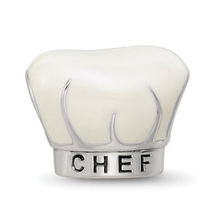 Sterling Silver Reflections Rhod-plated Enamel Chef Hat Bead