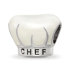 Sterling Silver Reflections Rhod-plated Enamel Chef Hat Bead