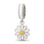 Sterling Silver Reflections Rhodium-plated Enamel Daisies Bead