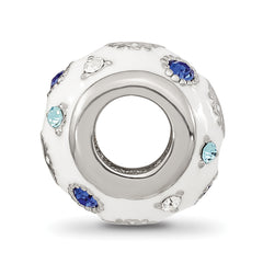 Reflections Sterling Silver Rhodium-plated Enamel Preciosa Crystal White and Blue Snowflake Bead