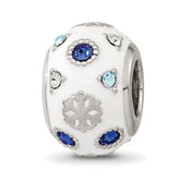Reflections Sterling Silver Rhodium-plated Enamel Preciosa Crystal White and Blue Snowflake Bead