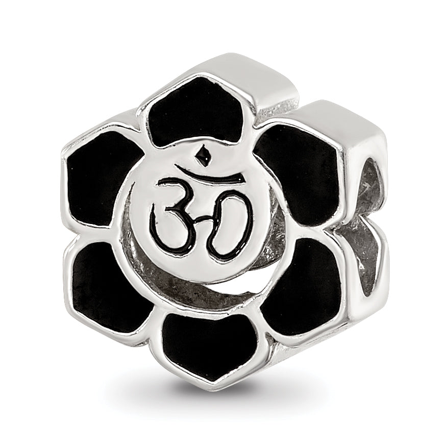 Sterling Silver Reflections Enamel Om Symbol Flower Bead