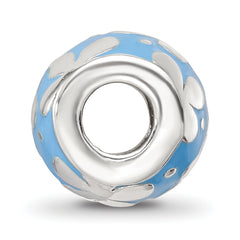 Sterling Silver Reflections Blue Enamel Floral Bead