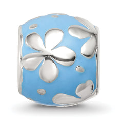 Sterling Silver Reflections Blue Enamel Floral Bead