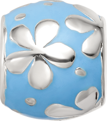 Sterling Silver Reflections Blue Enamel Floral Bead