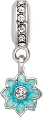 SS Reflections Preciosa Crystal Teal Enamel Dangle Flower Bead