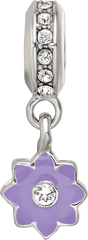SS Reflections Preciosa Crystal Purple Enamel Dangle Flower Bead