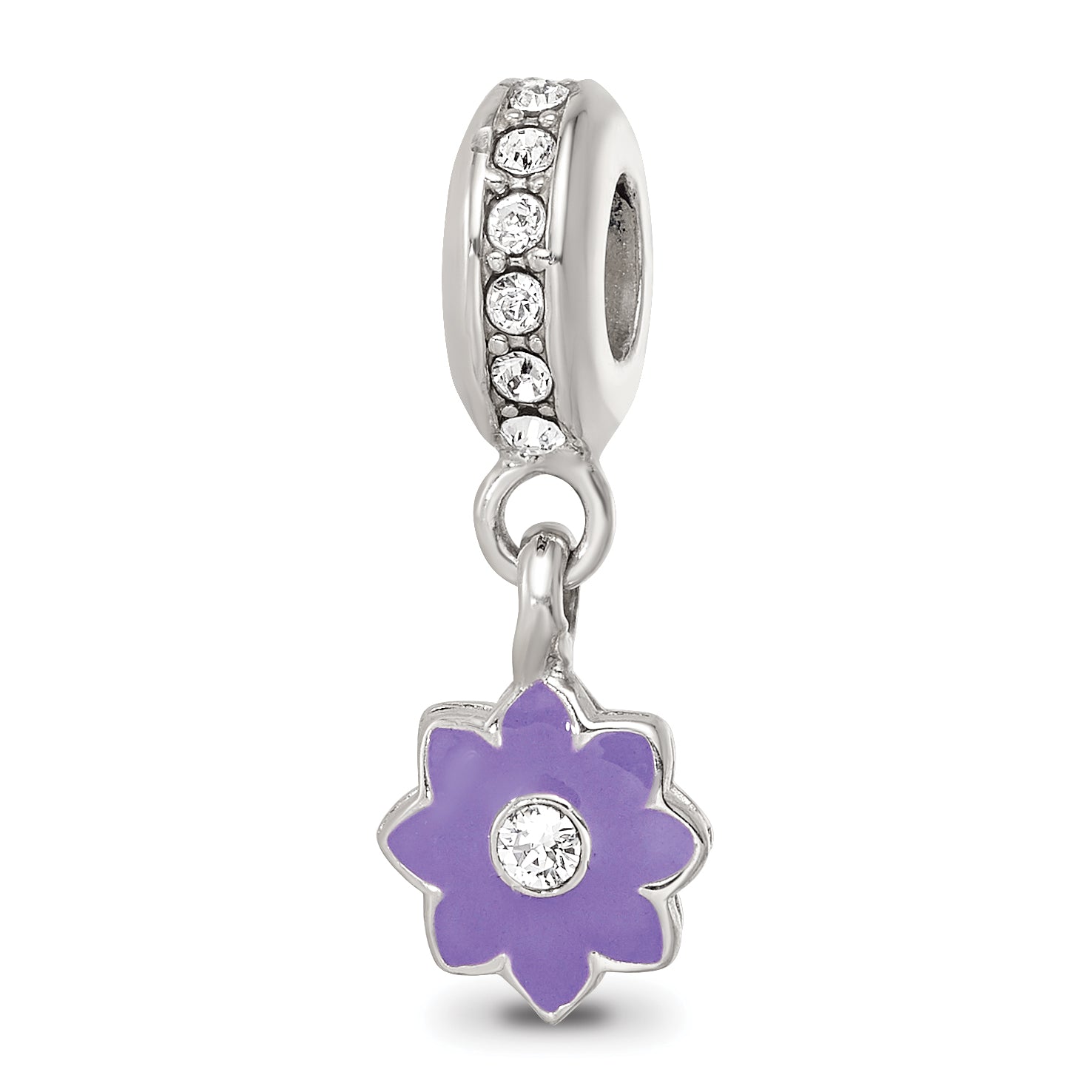 SS Reflections Preciosa Crystal Purple Enamel Dangle Flower Bead