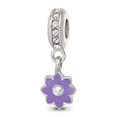 SS Reflections Preciosa Crystal Purple Enamel Dangle Flower Bead