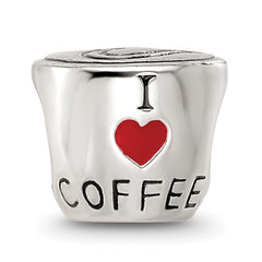 Sterling Silver Reflections Enamel I Heart Coffee Mug Bead