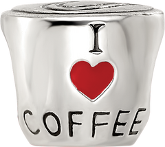 Sterling Silver Reflections Enamel I Heart Coffee Mug Bead