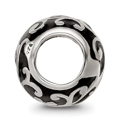 Sterling Silver Reflections Enamel Swirly Hearts Pattern Bead