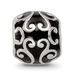 Sterling Silver Reflections Enamel Swirly Hearts Pattern Bead