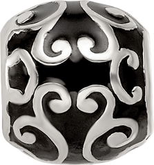 Sterling Silver Reflections Enamel Swirly Hearts Pattern Bead