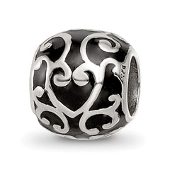 Sterling Silver Reflections Enamel Swirly Hearts Pattern Bead