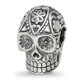 Sterling Silver Reflections Antiqued Calaveras Skull Bead