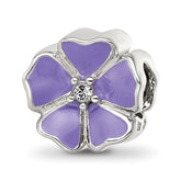 Sterling Silver Reflections Purple Enamel CZ Flower Bead
