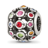 Sterling Silver Reflections Multi-color CZ Round Bead