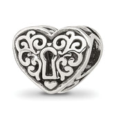 Sterling Silver Reflections Polished Heart Lock Bead