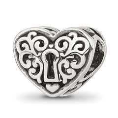Sterling Silver Reflections Polished Heart Lock Bead