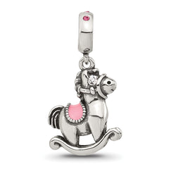 Sterling Silver Reflections CZ & Enamel Rocking Horse Lob Clasp Bead