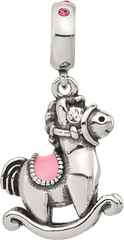 Sterling Silver Reflections CZ & Enamel Rocking Horse Lob Clasp Bead