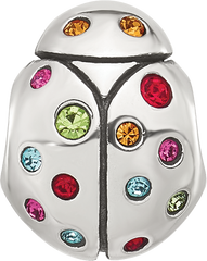 Sterling Silver Reflections Multi-color CZ Lady Bug Bead