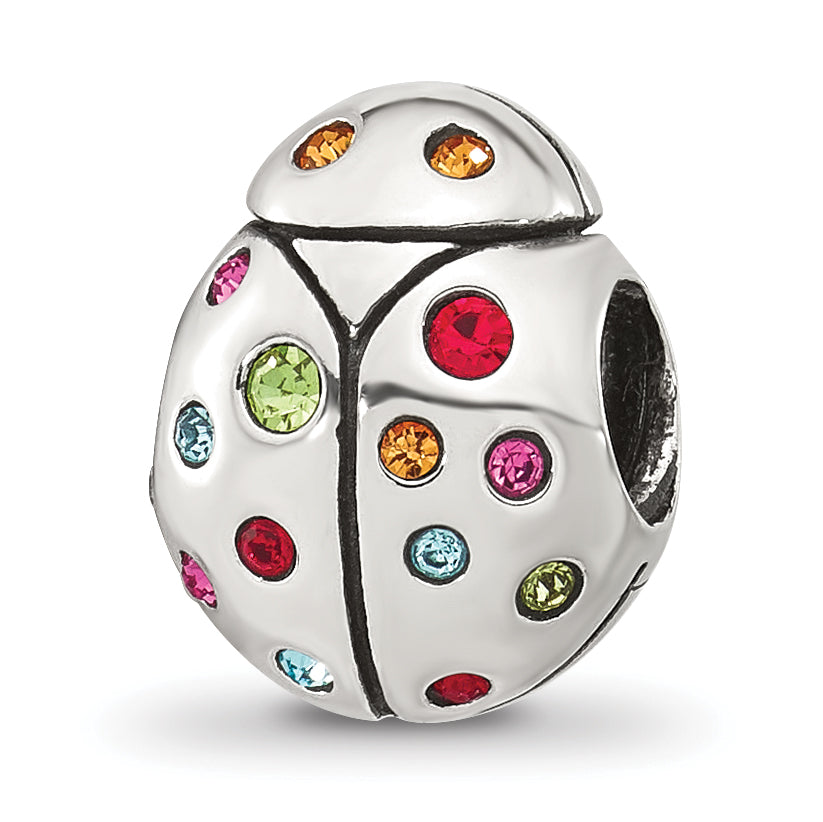 Sterling Silver Reflections Multi-color CZ Lady Bug Bead