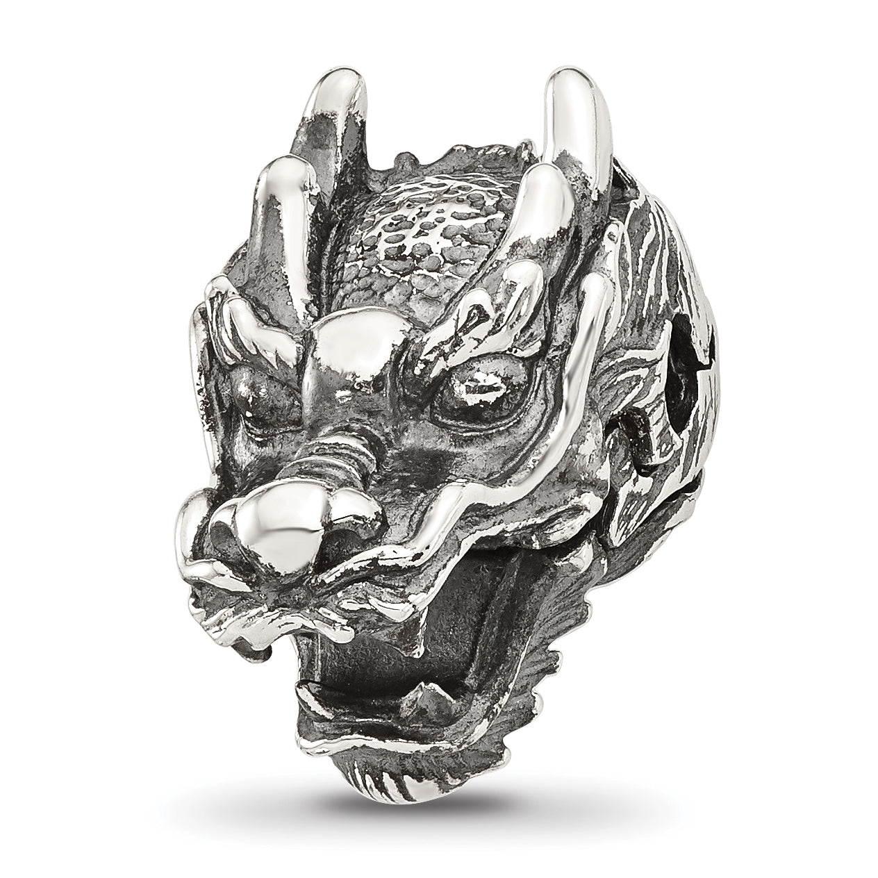 Sterling Silver Reflections Antiqued Chinese Dragon Hinged Bead