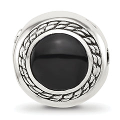 Sterling Silver Reflections Black Onyx Lucky Stone Hinged Bead
