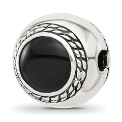 Sterling Silver Reflections Black Onyx Lucky Stone Hinged Bead