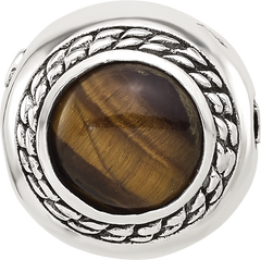 Sterling Silver Reflections Tigers Eye Lucky Stone Hinged Bead