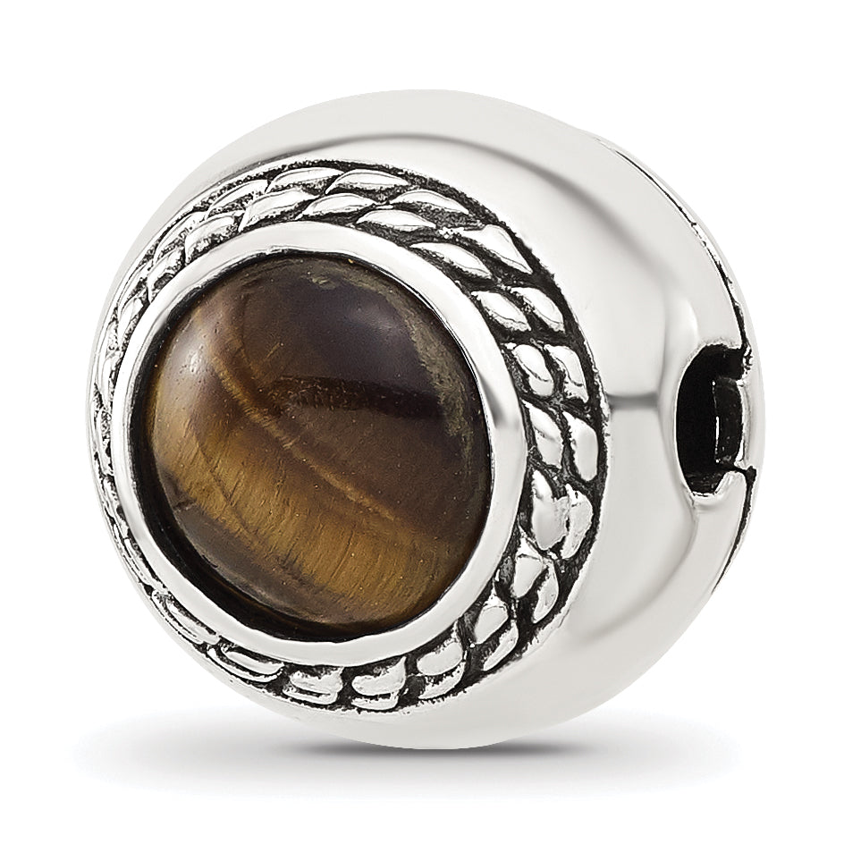 Sterling Silver Reflections Tigers Eye Lucky Stone Hinged Bead