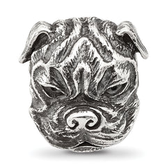 Sterling Silver Reflections Antiqued Bulldog Hinged Bead