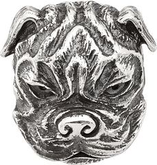 Sterling Silver Reflections Antiqued Bulldog Hinged Bead