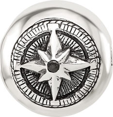 Sterling Silver Reflections Round Star Compass Hinged Bead