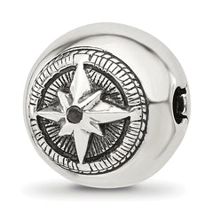 Sterling Silver Reflections Round Star Compass Hinged Bead