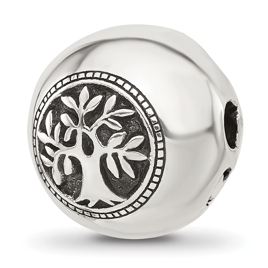 Sterling Silver Reflections Polished Circle Tree of Life Hinged Bead