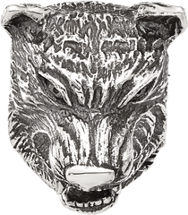 Sterling Silver Reflections Polished Wolf Head Hinged Bead