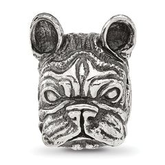 Sterling Silver Reflections Antiqued Bulldog Head Hinged Bead