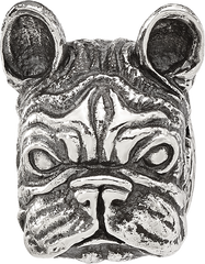 Sterling Silver Reflections Antiqued Bulldog Head Hinged Bead