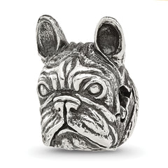 Sterling Silver Reflections Antiqued Bulldog Head Hinged Bead