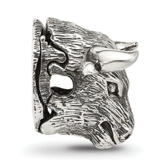 Sterling Silver Reflections Antiqued Fighting Bull Head Hinged Bead