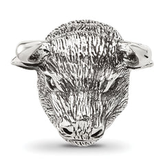 Sterling Silver Reflections Antiqued Fighting Bull Head Hinged Bead
