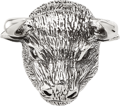 Sterling Silver Reflections Antiqued Fighting Bull Head Hinged Bead