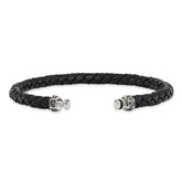 Sterling Silver Reflections 6mm Black Genuine Leather 8.5in Bracelet/Bead not included, sold seperately