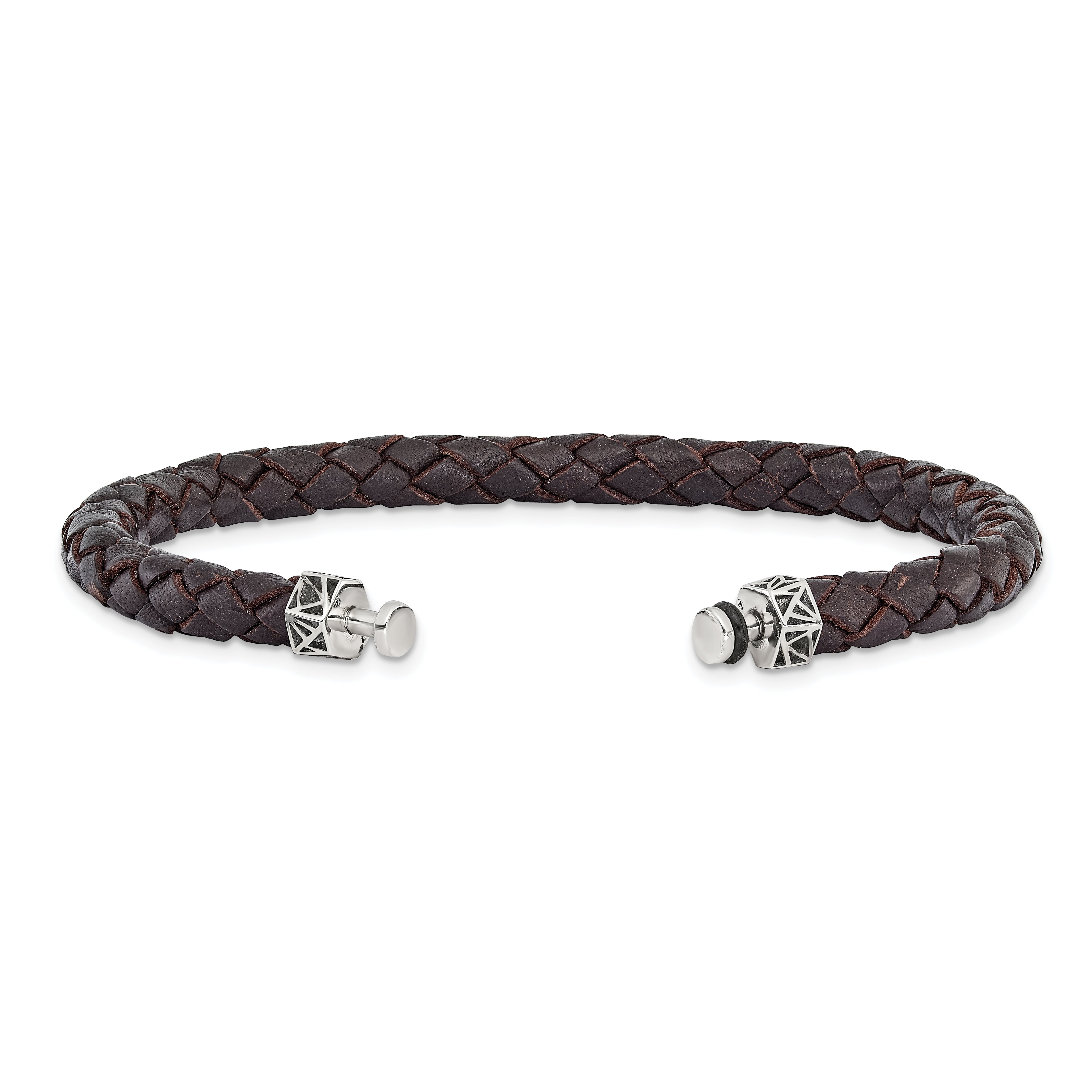 Sterling Silver Reflections 6mm Brown Gen. Leather 8.5in Bracelet/Bead not included, sold seperately
