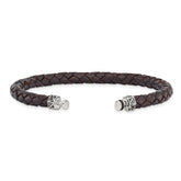 Sterling Silver Reflections 6mm Brown Gen. Leather 8.5in Bracelet/Bead not included, sold seperately