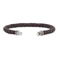 Sterling Silver Reflections 6mm Brown Gen. Leather 8.5in Bracelet/Bead not included, sold seperately