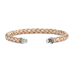 Sterling Silver Reflections 6mm Tan Gen. Leather 8.5in Bracelet/Bead not included, sold seperately